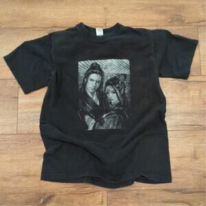 VTG Japan Art Sketch Youth Medium (Women's XXS) Shirt Anime Samurai Geisha Y2K